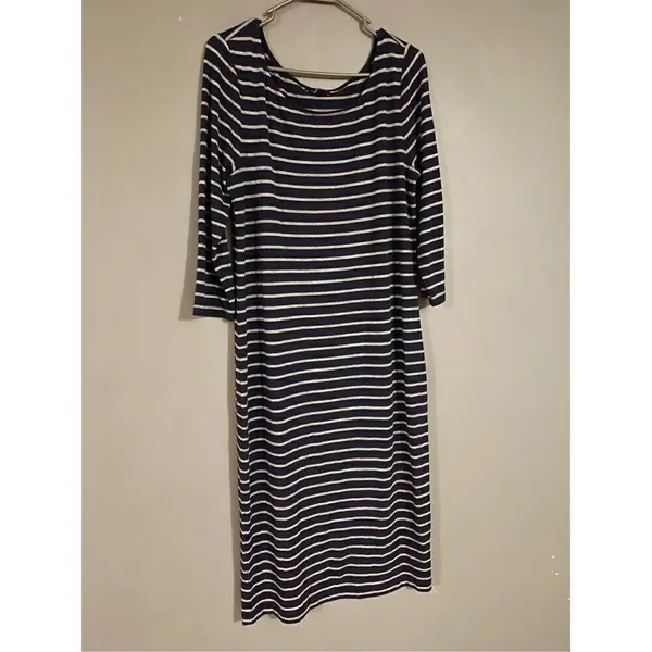 Gap Navy White Long Sleeve Knit MIDI Dress Size Large - Image 2