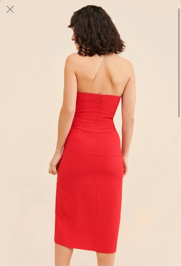 Amanda Uprichard Strapless Puzzle Midi Dress - Image 2