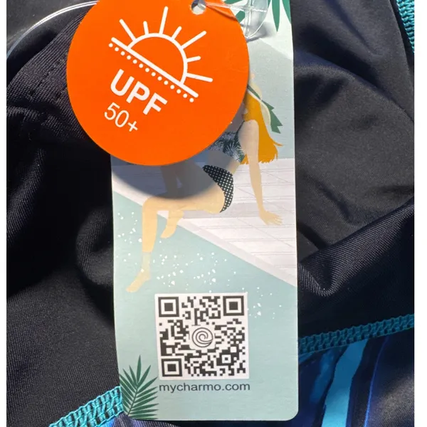 Charmo Swimsuit One Piece Athletic Training Blue Marble UPF 50+ Womens‎ - Image 3