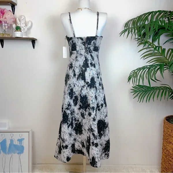 Moon River Corset Style Denim Boho Summer Midi Dress in Black & White Small - Image 7