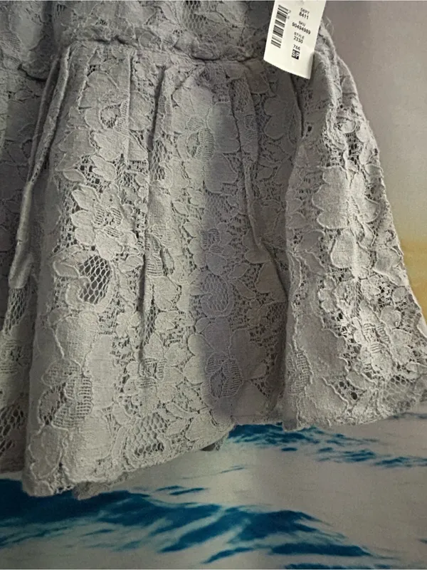 Aeropostale Womens Lace Tiered Mini Skirt Light Gray SM NWT - Image 4