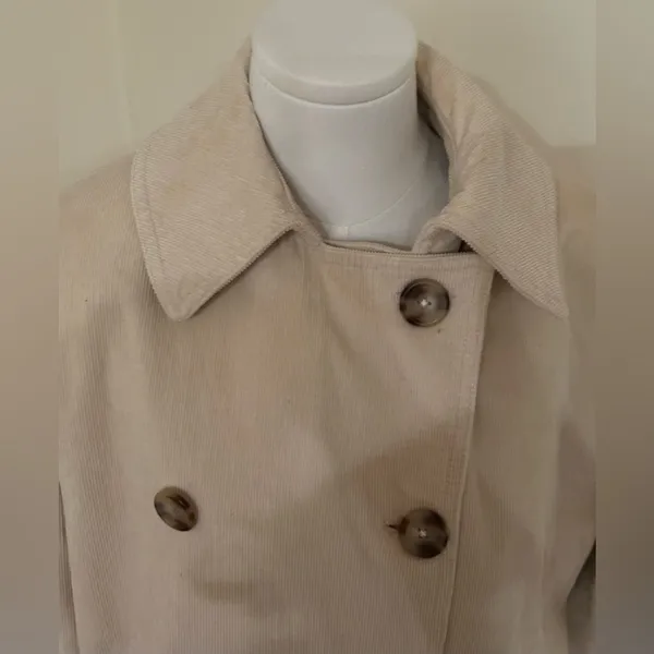 Ralph Lauren Cream Corduroy Double Breasted Pea Coat Jacket Sz M 100% Cotton. - Image 4