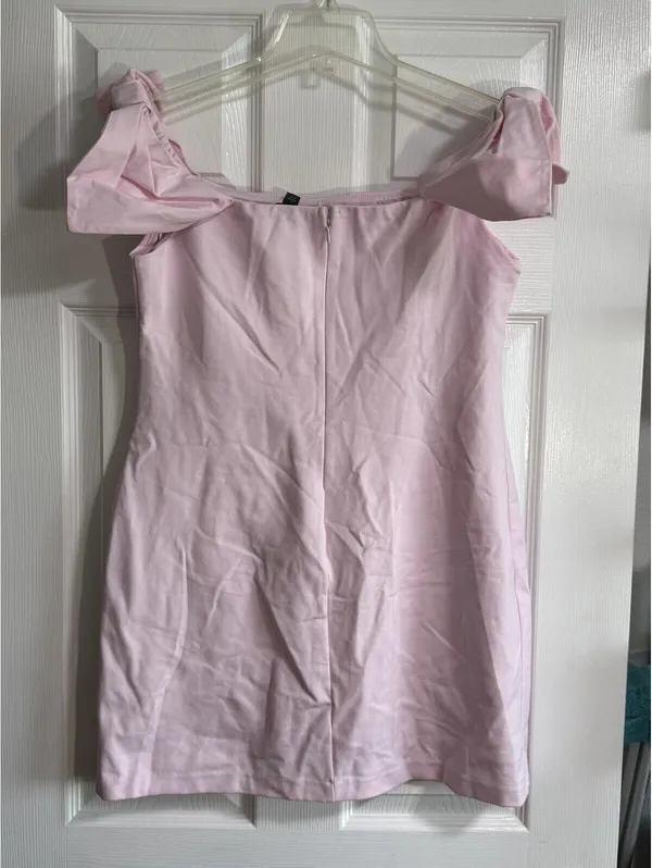 Wild Fable Light Pink Puff‑Bow Sleeve Mini Dress – Size L, NWT - Image 2
