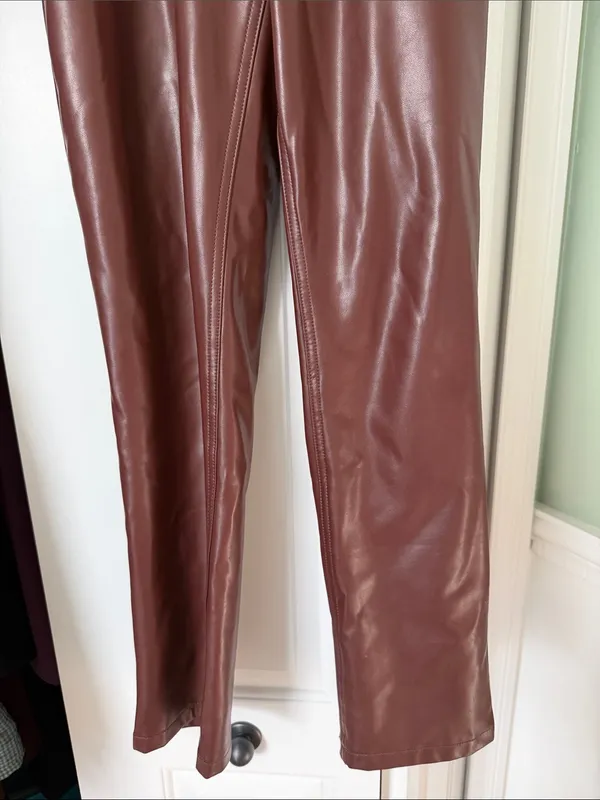 Abercrombie & Fitch Faux Leather Pants - Brown size 2 - Image 3