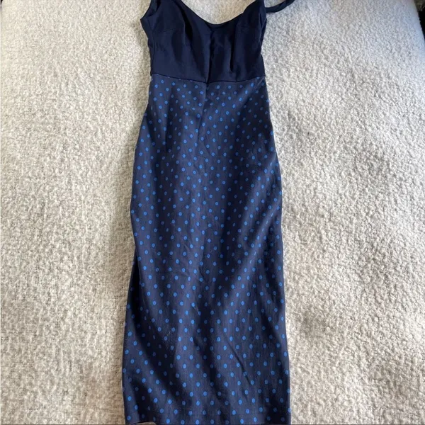 Zara navy polka dot Midi‎ dress xs - Image 2