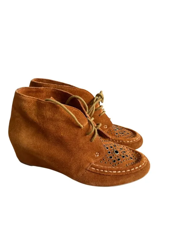 STEVE MADDEN Hazelton Tan Suede Wedge Boots Booties Size 6.5 - Image 5