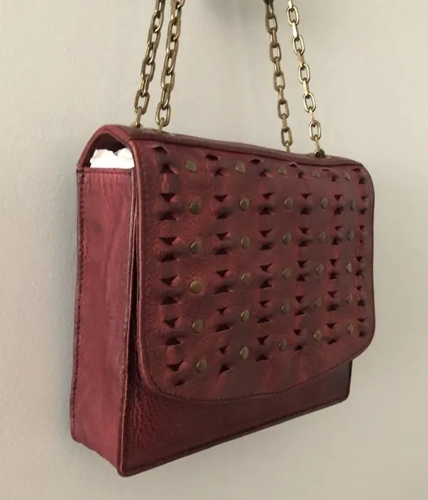 Frye Jade Studded Cross Body Shoulder Bag Purse Brick Red Cherry Red NEW - Image 3