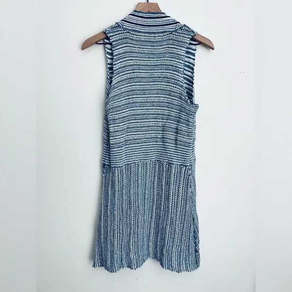Ariat women blue Western Sweater Vest open front sleeveless Cardigan duster S - Image 3