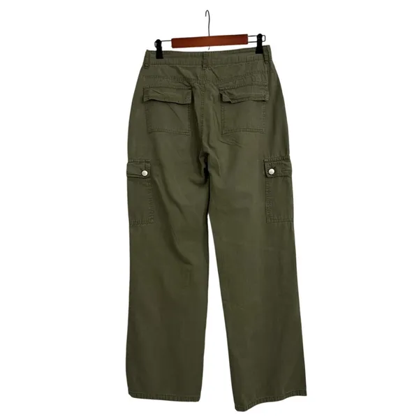 SHEIN Cargo Wide Leg Loose Utility Baggy Rugged Chore Army Green Pants Size 30 - Image 2