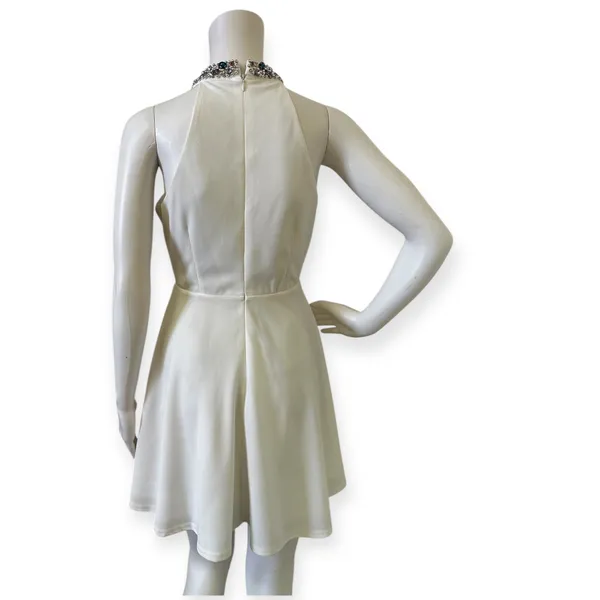 Lulus White Halter Neck Fit Rhinestone Flare Dress - Elegant Women's Party Dress - Image 6
