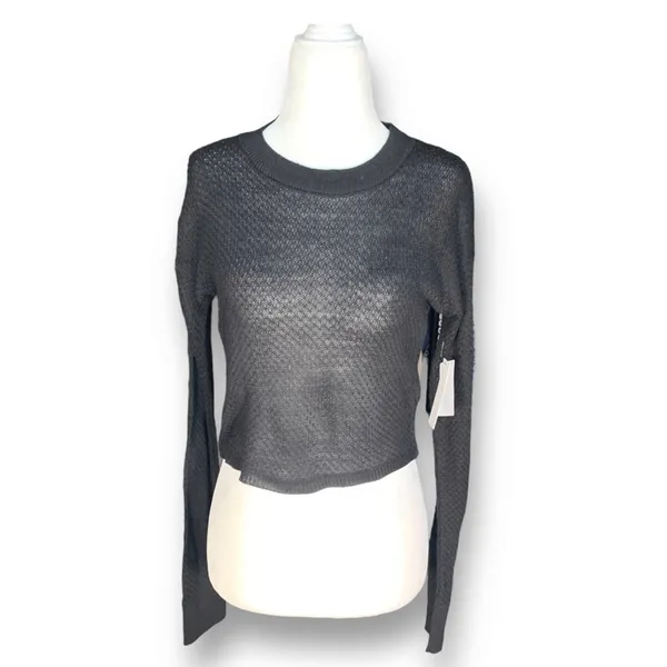 Nordstrom Abound Black Open Weave Neutral Pullover‎ Knit Cropped Sweater Minimal - Image 5