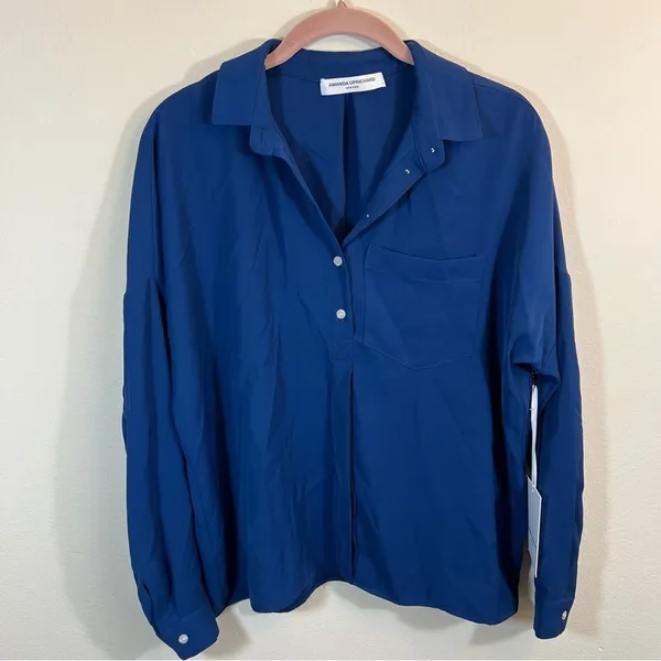 Amanda Uprichard NWT Leslie Blouse in Blue Women’s Size Small MSRP $268‎ - Image 2