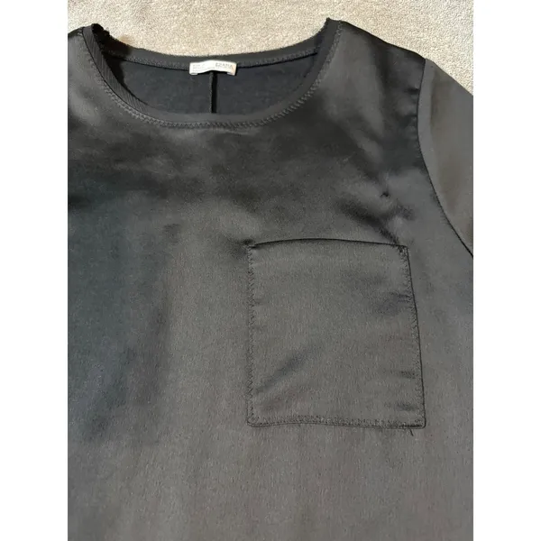 Zara Size Medium Women Black Short Sleeve Mini Dress Pocket Causal Crew Neck‎ - Image 3