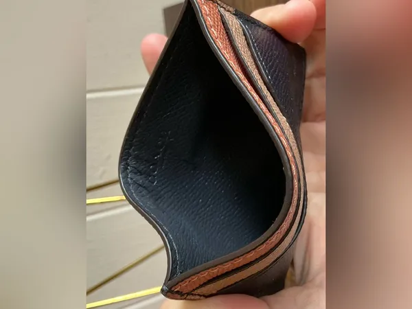 A Leather Rare Coach Slim Card Holder Black Multi Color Block Minimalist Wallet - Image 4