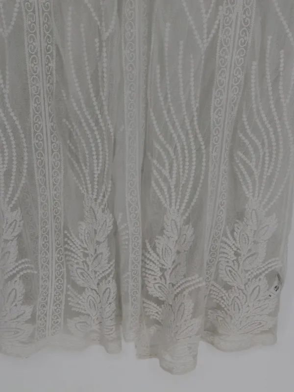 Cupshe Ivory Floral Lace Boho Kimono Maxi Swim Cover Up Long Sheer Mesh Medium - Image 6