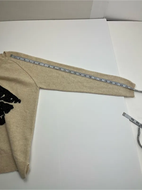 Brodie‎ Cashmere 100% Cashmere Sparkle Lip Cream Black Sweater Womens XS *FLAWED - Image 8