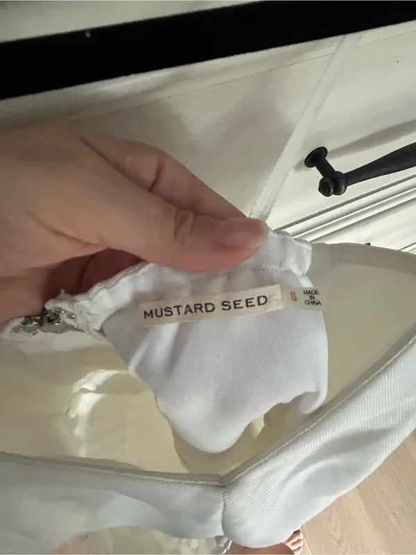 Mustard seed white keyhole mini dress - Image 4