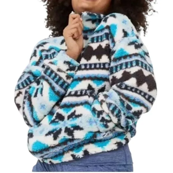 Aerie Offline Oversized Aztec Fleece Sherpa Quarter Zip Pullover size Medium - Image 2