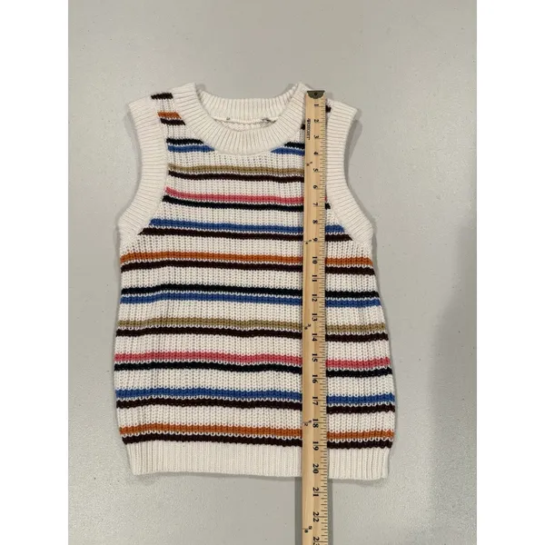 Striped Knit Sweater Vest Womens Small/Med* Cotton Stretch Travel Cottage Preppy - Image 4