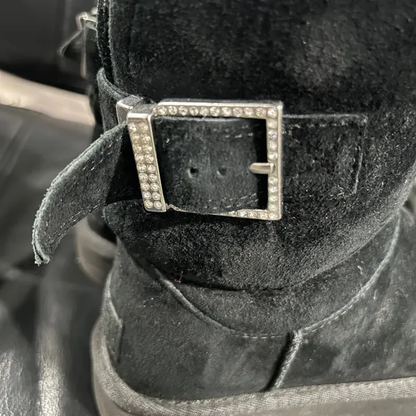 UGG Black Suede Winter Boots with Bling Buckle size 6 - Image 6