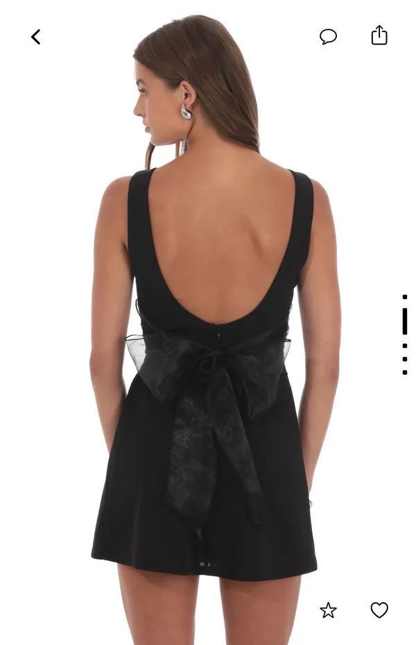 High Neck Back Bow Dress in Black - Image 3