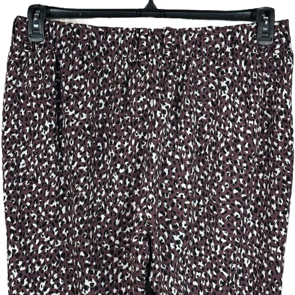 Torrid SZ 1 (1X-Large) Taper Crepe Pants Stretch Leopard Hi-Rise Pleated Purple - Image 4