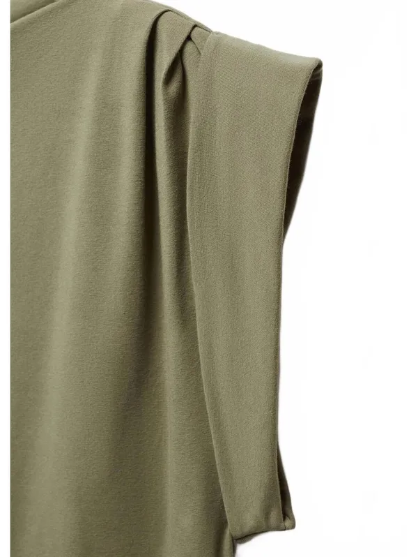 Mango Cotton Knitted Dress with Turn-Up Sleeves Dates Khaki Green NWT Size 2/XS - Image 9