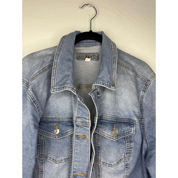Maurices Denim Jean Jacket Plus Size 2X Medium Wash Stretch - Image 2
