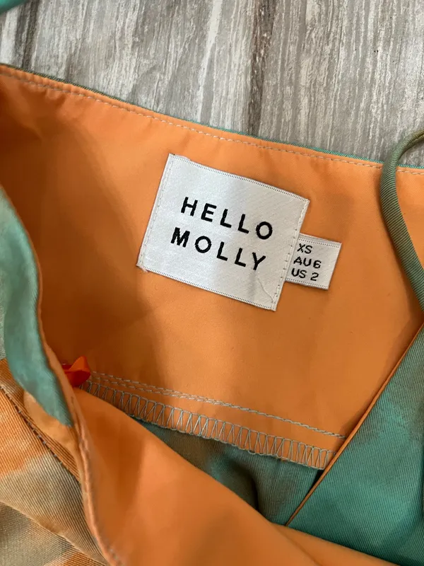 Hello Molly Mini Wrap Dress Orange and Aqua - Image 2