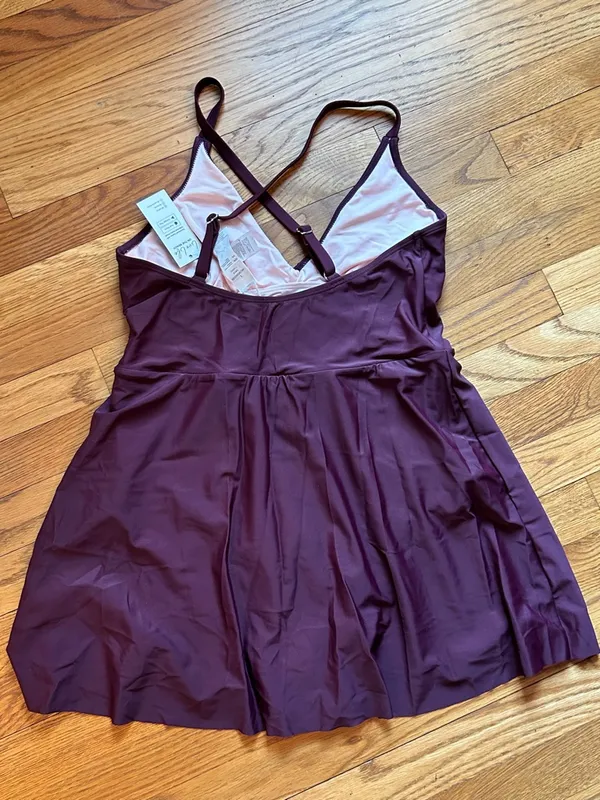 Cupshe Deep Plum Wrap One-Piece Swim Dress - Image 2