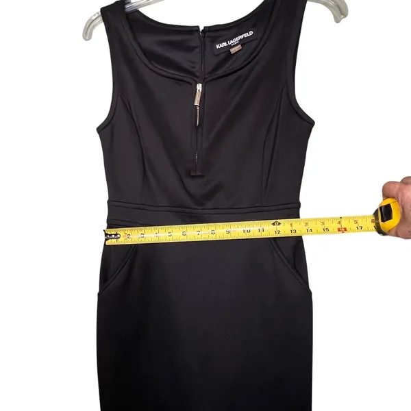Karl Lagerfeld Paris Dress Womens 4 Sleeveless Sheath Zipper Pockets Career Work - Image 4