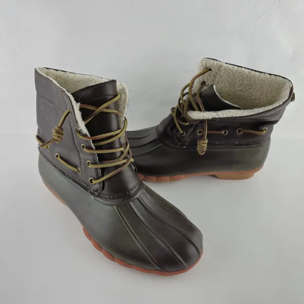 Seven7 Boots Womens 9 Rubber Duck Boots Faux Leather‎ Sheepskin Lining - Image 3