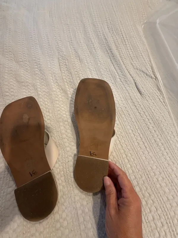 Anthropologie Leather Square Toe Thong Sandals - Image 7