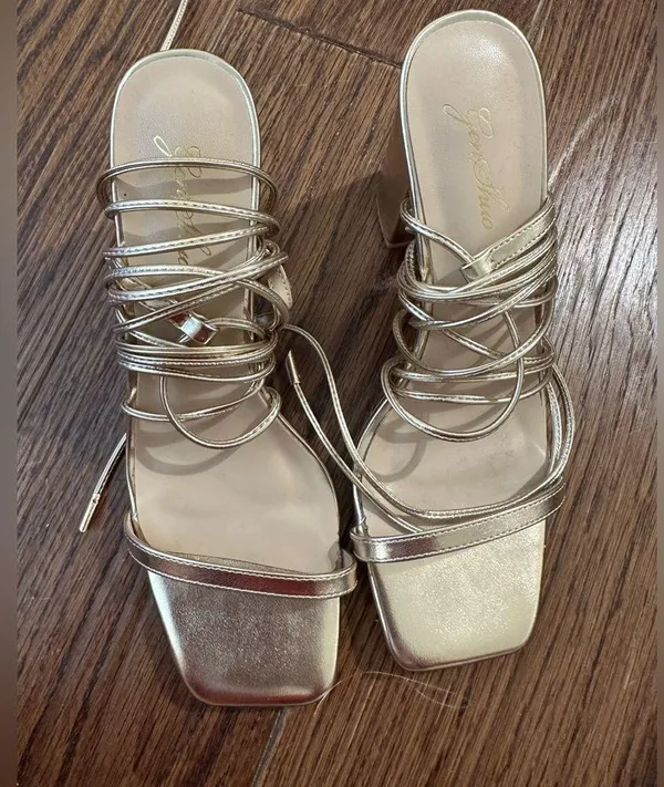 Gold Wrap Heels Size 8 - Image 3