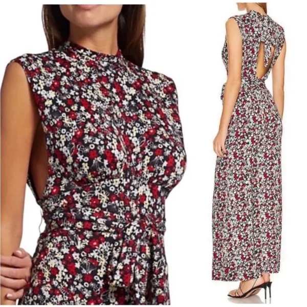 Free People Vibe Check‎ floral jumpsuit tie waist and back sz XS - Image 5
