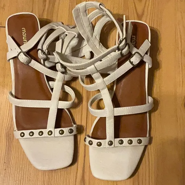 Maurices Cream Studded Lace-Up Strappy Sandals - Image 2