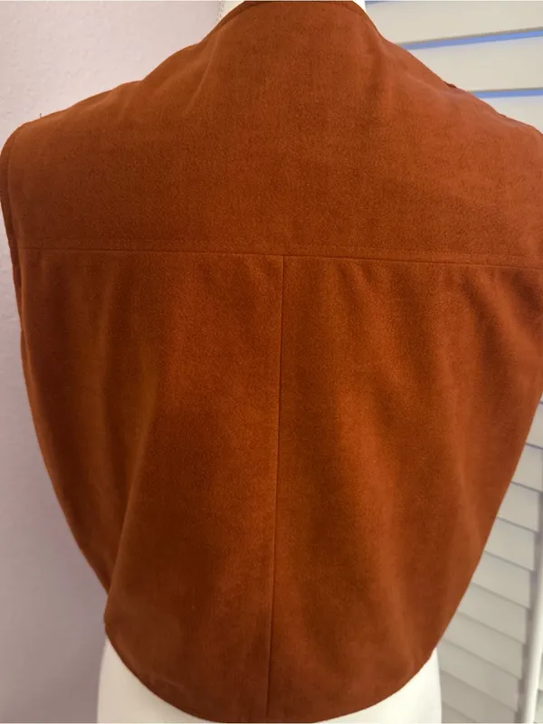 Vintage Hamdmade Rust Color Open Front Vest Brown - Image 3