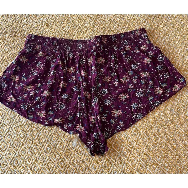 Boho Floral Print High Waist Shorts L Festival Western Hippie - Image 5
