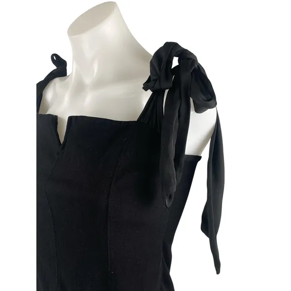 NEW Free People Intimately Lola Black Tie Shoulder Sleeveless Bodysuit Top Sz L - Image 2