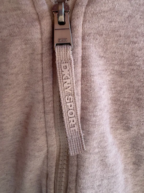 DKNY Small Tan Hoodie Full Zip Sweatshirt Size L - Image 4