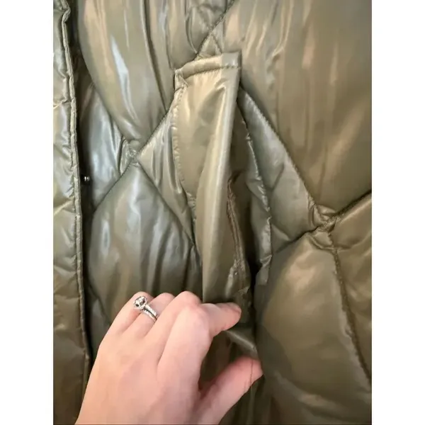 Sam Edelman olive green diamond quilted longer puffer jacket m - Image 8