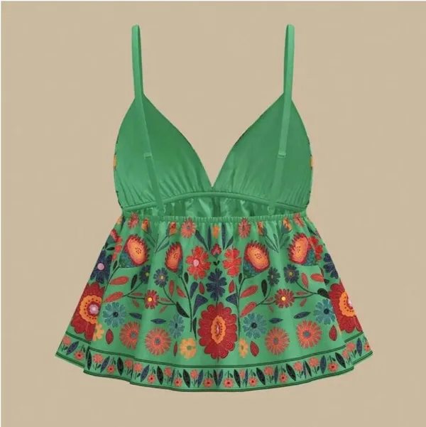 NWT Anthropologie Sun Drenched Silky Babydoll Cami Tropical Sz XS - Image 5