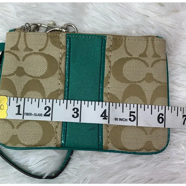 COACH Green Khaki Signature Canvas Wristlet - Image 8