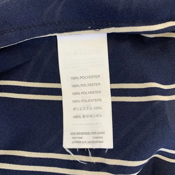 J Crew Blouse 8 Blue Sheer Sleeveless Striped Summer Career Preppy B5941 - Image 6