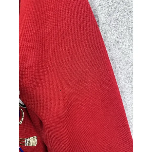 Suzelle Womens‎ Cardigan Large Sweater Red Embroidered Cosmetics Button 90s - Image 6