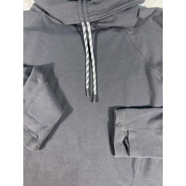 ll bean womens funnel neck sweatshirt gray small pockets thumbholes - Image 4
