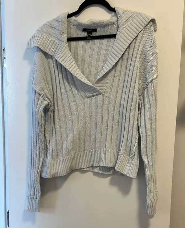 Forever21 Ribbed Knit Foldover Sweater - Image 3