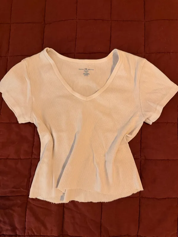 Brandy Melville White V-Neck Top - Image 2