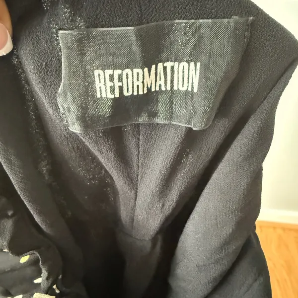 Reformation S Black Cottage Fairy 90s Soft Girl‎ Floral Mini Dress Summer - Image 7