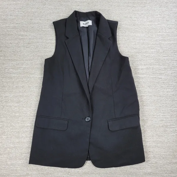 BB Dakota Malcolm Blazer Vest Womens Small Black Notched Lapel Long Line Evening - Image 5